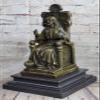EUROPEAN BRONZE Real Bronze Metal Statue on Marble Christian Jesus Christ Lord Angels Sculpture view 1