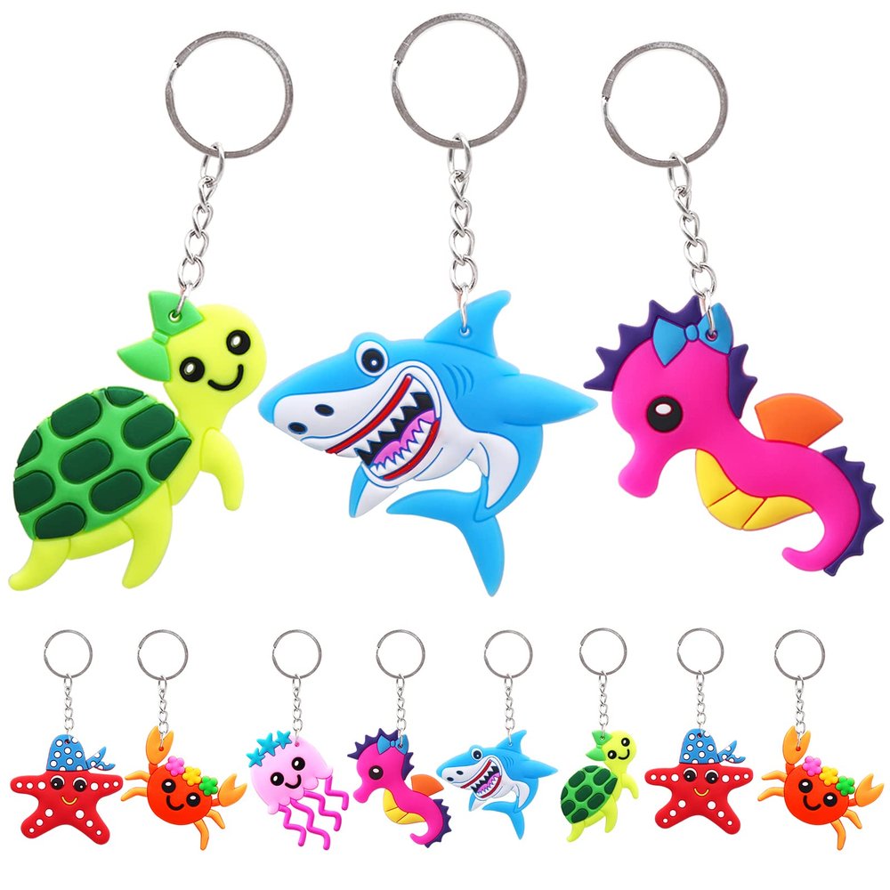 Omlisca 24 Packs Sea Animals Keychains - Ocean Animals Keychains for Under the Sea Party Favors Supplies, Sea Party Bag Fillers, Sea Creature Gifts, School Carnival Rewards, Birthday Party Gifts