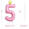 40 Inch Crown Pink Number 5 Balloon, Big Conjoined Light Pink Foil Mylar Helium 5 Balloon for 5th Birthday Party Decoration Pink Princess Theme Party Supplies Favors Anniversary Decor view 2