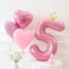 40 Inch Crown Pink Number 5 Balloon, Big Conjoined Light Pink Foil Mylar Helium 5 Balloon for 5th Birthday Party Decoration Pink Princess Theme Party Supplies Favors Anniversary Decor view 4