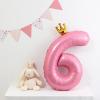40 Inch Crown Pink Number 6 Balloon, Big Conjoined Light Pink Foil Mylar Helium 6 Balloon for 6th Birthday Party Decorations Pink Princess Theme Party Decorations Supplies Anniversary Decor view 4