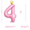 40 Inch Crown Pink Number 4 Balloon, Big Conjoined Light Pink Foil Mylar Helium 4 Balloon | 4th Birthday Party Balloon Pink Princess Theme Birthday Party Decorations Supplies Favors view 2