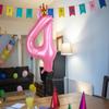 40 Inch Crown Pink Number 4 Balloon, Big Conjoined Light Pink Foil Mylar Helium 4 Balloon | 4th Birthday Party Balloon Pink Princess Theme Birthday Party Decorations Supplies Favors view 4