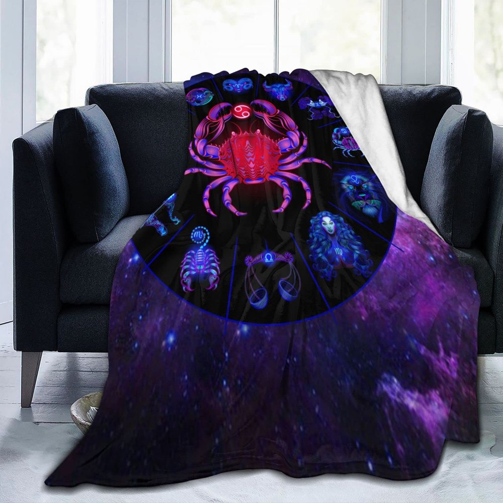Cancer Zodiac Sign Throw Blanket Ultra-Soft Micro Fleece Blanket Travel Blanket Suitable for Rooms Sofa 50"x40"