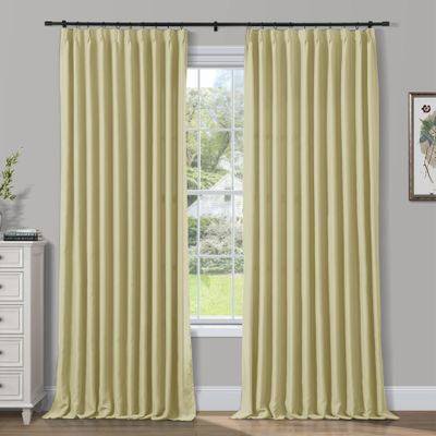 Frelement Blackout Thermal Insulated Curtains Indoor Pinch Pleat Curtains 96 Inch Length Noise Reduction Window Curtain Panels for Bedroom, Beige, 84" W x 96" L, 1 Panel