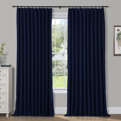 Frelement Blackout Thermal Insulated Curtains Indoor Pinch Pleat Curtains 96 Inch Length Noise Reduction Window Curtain Panels for Bedroom, Navy, 84" W x 96" L, 1 Panel