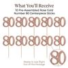 10-Pack Double Sided Glitter 80th Birthday Centerpiece Anniversary Centerpiece Sticks, Number 80 Table Topper Cake Topper for 80th Birthday Anniversary Table Party Decorations (Double Sided rose gold) view 3