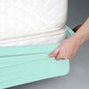 OnlineChoiceSheet StretchWrap Box Spring Cover - 100% Egyptian Cotton Wrap Around 4 Sides Bed Skirt for Hotel & Home, Fits Box Springs up to 14 - Queen, Aqua Blue view 4