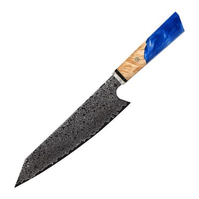 Chef Knife,Kitchen Knife, 8.5inch 67 Layers VG10 Cored Damascus Steel Santoku Knife Resin Stabilized Wood Handle Meat Vegetable Kitchen Cutter Chef Knife BY KKZY (Color : Dark Blue)