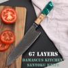 Chef Knife,Kitchen Knife, 8.5inch 67 Layers VG10 Cored Damascus Steel Santoku Knife Resin Stabilized Wood Handle Meat Vegetable Kitchen Cutter Chef Knife BY KKZY (Color : Dark Blue) view 2