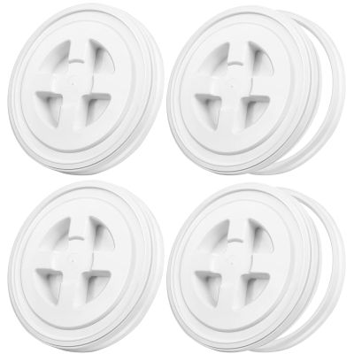 Aodaer 4 Pieces Seal Lid 5 Gallon Bucket Twist Lid Food Storage Container Lid Reusable Plastic Seal Lid Food Storage Container Lids (White)