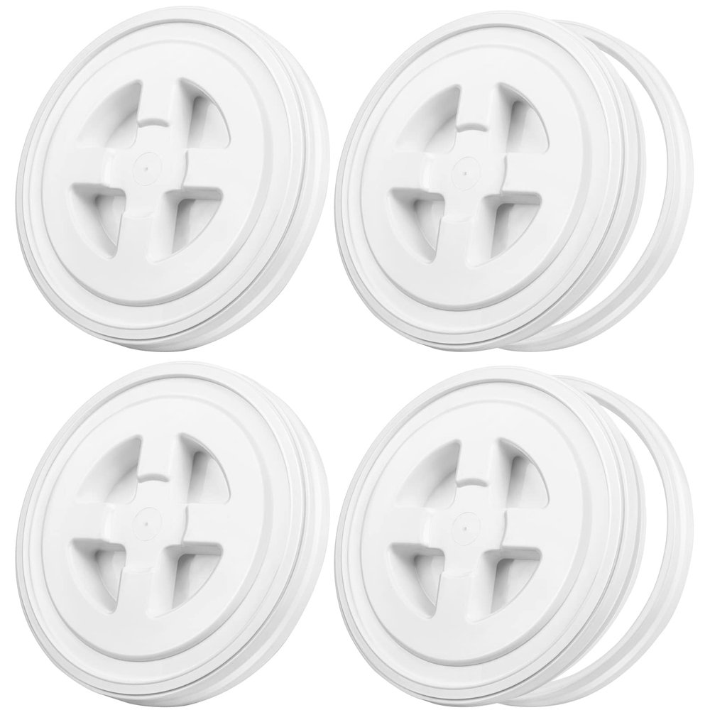 Aodaer 4 Pieces Seal Lid 5 Gallon Bucket Twist Lid Food Storage Container Lid Reusable Plastic Seal Lid Food Storage Container Lids (White)