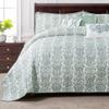 Home Soft Things Mayfair Printed Microfiber Quilts Coverlet 6 Piece Bed Spread Set, Oversized King 122" x 106", Light Green(Lime Mint) Soft Lightweight Reversible Bedding Set, Matching Shams Pillows view 1