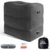 JefDiee Inflatable Travel Foot Rest Pillow, Kids Airplane Bed, Adjustable 3 Layers Height Leg Rest Pillow, Adults Travel Essentials Great for Airplane, Office, Home, Trains, Cars (Dark Grey) view 1