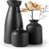CEMABT Black Ceramic vase Set-3 Small Flower vases for Decor,Modern Boho Farmhouse Home Decor,Decorative vase for Pampas Grass&Dried Flowers,idea Shelf,Table,Bookshelf Entryway- Distressed view 1