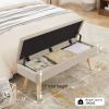 Gitrah Storage Bench Entryway Bench End of Bed Bench Ottoman Upholstered Linen Bedroom Bench Tufted Bench with Wooden Legs 40" Beige view 3
