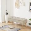 Gitrah Storage Bench Entryway Bench End of Bed Bench Ottoman Upholstered Linen Bedroom Bench Tufted Bench with Wooden Legs 40" Beige view 4