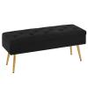Gitrah Storage Bench Entryway Bench End of Bed Bench Ottoman Upholstered Velvet Bedroom Bench Tufted Bench with Golden Legs 40" Black view 1