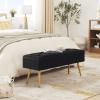 Gitrah Storage Bench Entryway Bench End of Bed Bench Ottoman Upholstered Velvet Bedroom Bench Tufted Bench with Golden Legs 40" Black view 2