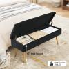 Gitrah Storage Bench Entryway Bench End of Bed Bench Ottoman Upholstered Velvet Bedroom Bench Tufted Bench with Golden Legs 40" Black view 3