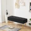 Gitrah Storage Bench Entryway Bench End of Bed Bench Ottoman Upholstered Velvet Bedroom Bench Tufted Bench with Golden Legs 40" Black view 4