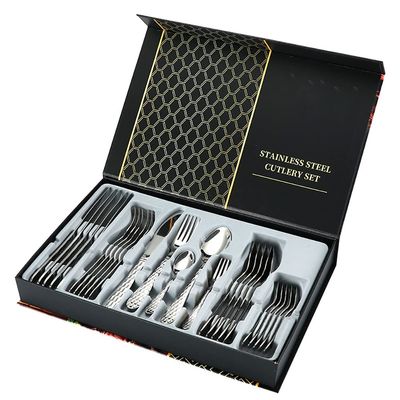 30 Piece Silverware Set for 6 Stainless Steel Silverware Set, Unique Modern Style Flatware Cutlery Set, Great for Family Gatherings & Daily Use, Dishwasher Safe Cutlery Premium Gift Box