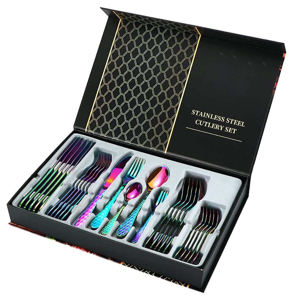90 Piece Silverware Set for 18 Stainless Steel Silverware Set, Unique Modern Style Flatware Cutlery Set, Great for Family Gatherings & Daily Use, Dishwasher Safe Cutlery Premium Gift Box