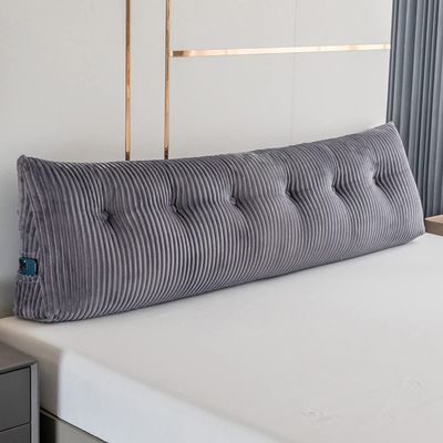 Activance Large Triangular Headboard Wedge Bed Rest Reading Pillow Backrest Positioning Support Bolster Cushion with Removable Cover (Grey, CA King: 71x8x20 Inches)