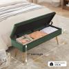 Gitrah Storage Bench Entryway Bench End of Bed Bench Ottoman Upholstered Velvet Bedroom Bench Tufted Bench with Golden Legs 40" Dark Green view 3