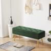 Gitrah Storage Bench Entryway Bench End of Bed Bench Ottoman Upholstered Velvet Bedroom Bench Tufted Bench with Golden Legs 40" Dark Green view 4