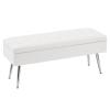 Gitrah Storage Bench Entryway Bench End of Bed Bench Ottoman Upholstered PU Leather Bedroom Bench Tufted Bench with Metal Legs 40" White view 1