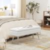 Gitrah Storage Bench Entryway Bench End of Bed Bench Ottoman Upholstered PU Leather Bedroom Bench Tufted Bench with Metal Legs 40" White view 2