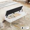 Gitrah Storage Bench Entryway Bench End of Bed Bench Ottoman Upholstered PU Leather Bedroom Bench Tufted Bench with Metal Legs 40" White view 3