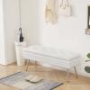 Gitrah Storage Bench Entryway Bench End of Bed Bench Ottoman Upholstered PU Leather Bedroom Bench Tufted Bench with Metal Legs 40" White view 4