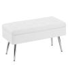 Gitrah Modern Entryway Bench - Upholstered PU Leather Bedroom Bench - Tufted Footrest Stool with Metal Legs - 32" White view 1