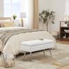 Gitrah Modern Entryway Bench - Upholstered PU Leather Bedroom Bench - Tufted Footrest Stool with Metal Legs - 32" White view 2