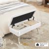 Gitrah Modern Entryway Bench - Upholstered PU Leather Bedroom Bench - Tufted Footrest Stool with Metal Legs - 32" White view 3