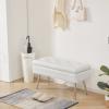 Gitrah Modern Entryway Bench - Upholstered PU Leather Bedroom Bench - Tufted Footrest Stool with Metal Legs - 32" White view 4