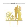 Vinisong Wedding Cake Toppers Personalized Bride and Groom Cake Topper Mr & Mrs Cake Topper Gold Wooden Cake Decoration Engagement Wedding Anniversary Party Supplies(10) view 2