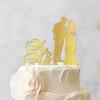 Vinisong Wedding Cake Toppers Personalized Bride and Groom Cake Topper Mr & Mrs Cake Topper Gold Wooden Cake Decoration Engagement Wedding Anniversary Party Supplies(10) view 3
