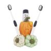5-inch Halloween Pumpkin Toothbrush Holder - Resin Amber Glass Ornament for Autumn Bathroom Decor, Harvest-Themed Organizer (Yellow/White/Green) view 1