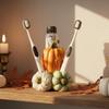 5-inch Halloween Pumpkin Toothbrush Holder - Resin Amber Glass Ornament for Autumn Bathroom Decor, Harvest-Themed Organizer (Yellow/White/Green) view 3