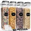 PRAKI Cereal Containers Storage Set (4L,135.2 Oz), 4PCS Airtight Food Storage Containers with Pour Spout for Kitchen & Pantry Organization Cereal Dispensers with 20 labels, Measuring Cup & Marker view 1