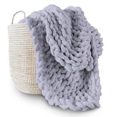 Gruytoie Chunky Knit Blanket, Knitted Blanket, Chenille Blanket, Big Blanket Super Soft Hand Knit Throw Blanket Throw Blanket Warm Soft and Comfortable, Washable