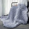 Gruytoie Chunky Knit Blanket, Throw Chenille Cable Handmade Chunky Knit Throw Blanket, Warm Soft Cozy, for Bed Chair Sofa Best Gift view 3