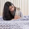 Gruytoie Chunky Knit Blanket, Throw Chenille Cable Handmade Chunky Knit Throw Blanket, Warm Soft Cozy, for Bed Chair Sofa Best Gift view 4