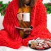 Gruytoie Chunky Knit Throw Blanket, Large Cable Knitted Soft Cozy Chenille Bulky Blankets for Cuddling up in Bed, on The Couch or Sofa view 1