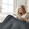 Gruytoie Chunky Knit Throw Blanket, Large Cable Knitted Soft Cozy Chenille Bulky Blankets for Cuddling up in Bed, on The Couch or Sofa view 2