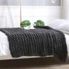 Gruytoie Chunky Knit Throw Blanket, Large Cable Knitted Soft Cozy Chenille Bulky Blankets for Cuddling up in Bed, on The Couch or Sofa view 3
