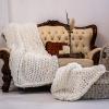 Gruytoie Chunky Knit Throw Blanket, Large Cable Knitted Soft Cozy Chenille Bulky Blankets for Cuddling up in Bed, on The Couch or Sofa view 4
